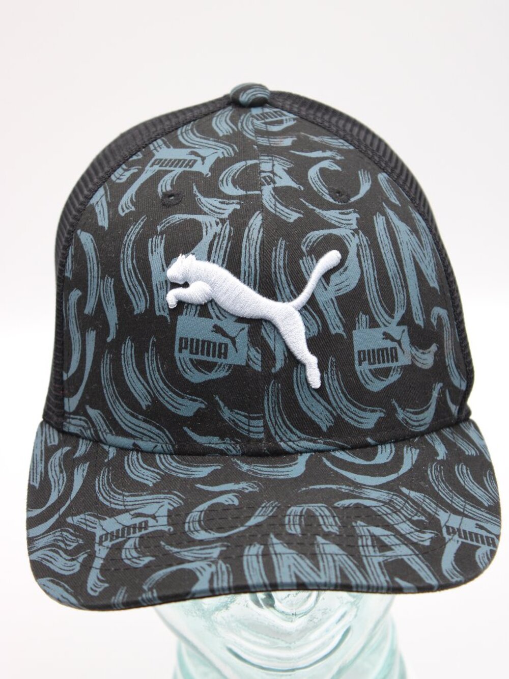 Puma Snapback Hat Cap One Size Adjustable All Over Print Embroidered Logo Cat